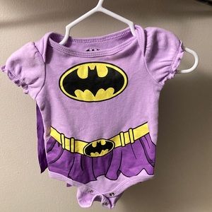 Batman Purple Newborn short sleeve onesie w/ removable cape